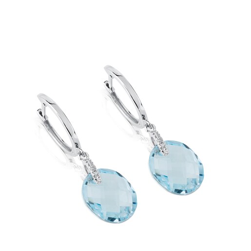Pendientes Color Kings de Oro blanco con Diamantes y Topacio