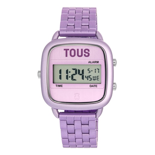 Cyfrowy zegarek D-Logo z paskiem z fiołkowo-różowej stali