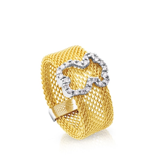 Anillo Icon Mesh de Oro blanco con Diamantes