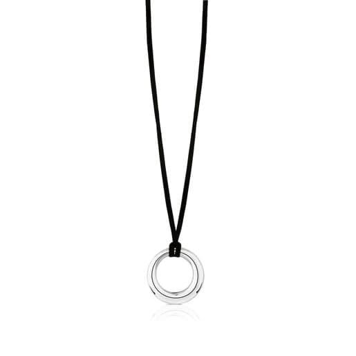Silver with black Silk Cord Warm Necklace