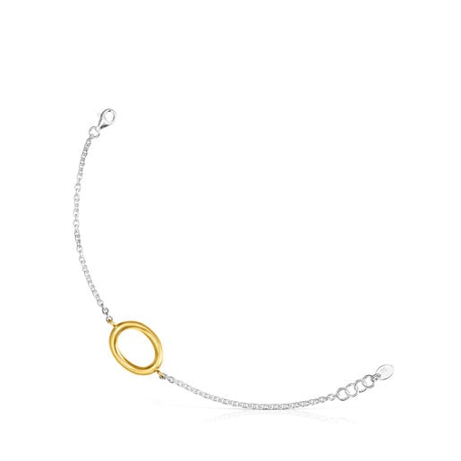 Pulsera bicolor con anilla con baño de oro 18 kt sobre plata TOUS Hav