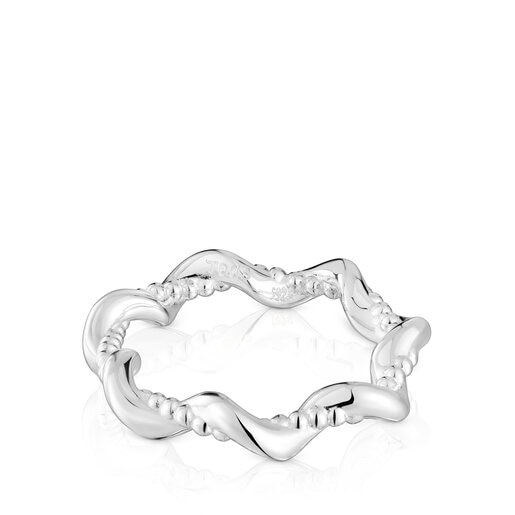 Twisted medium silver Ring with charms
