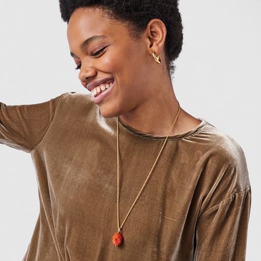 Silver vermeil Hav Pendant with carnelian