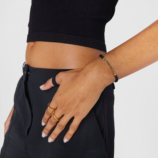 Silver Vermeil Straight Bracelet with Onyx