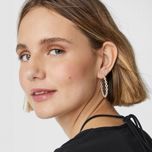 עגילי חישוק קלין מכסף סטרלינג