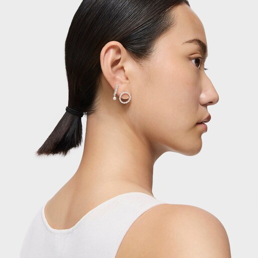 Medium Silver Straight disc Earrings