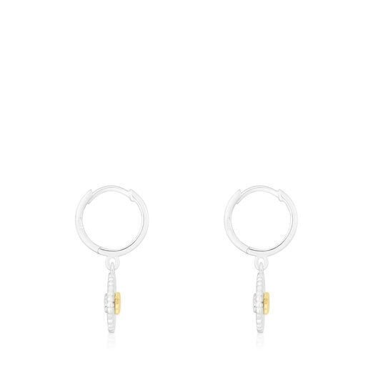 Boucles d’oreilles anneaux en argent et argent vermeil ourson Iris Motif