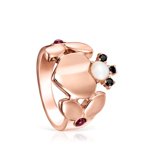 Rose Silver Vermeil Real Sisy Ring with Gemstones TOUS