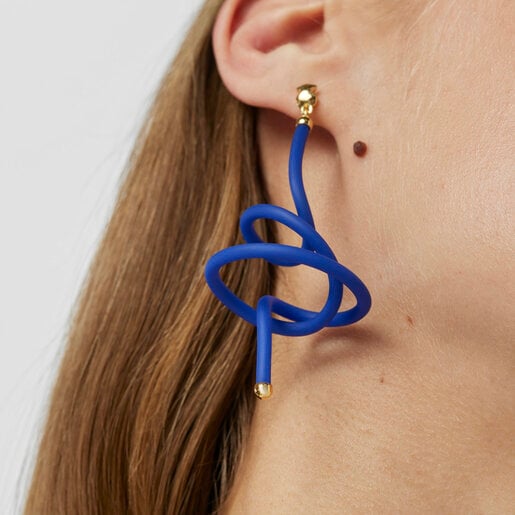 Blue bear spiral and silver vermeil TOUS St. Tropez Caucho 1/2 Earring