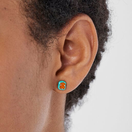 Silver TOUS Vibrant Colors Earrings with carnelian and enamel | TOUS