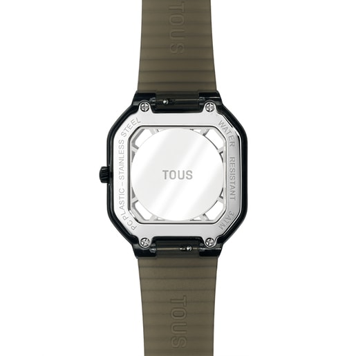 Montre analogique en acier IP noir avec zirconiums Gleam Fresh