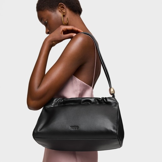 Medium black leather Shopping bag TOUS Gloss