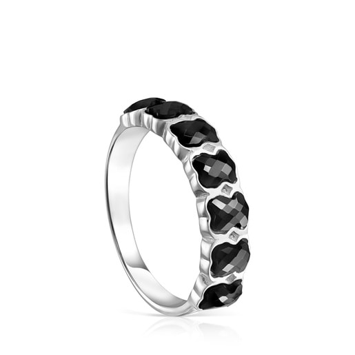 Anello in argento con motivi di orsetti in onice TOUS Mini Onix