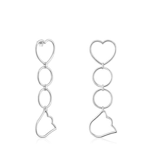 Aretes largos de plata y motivos Straight