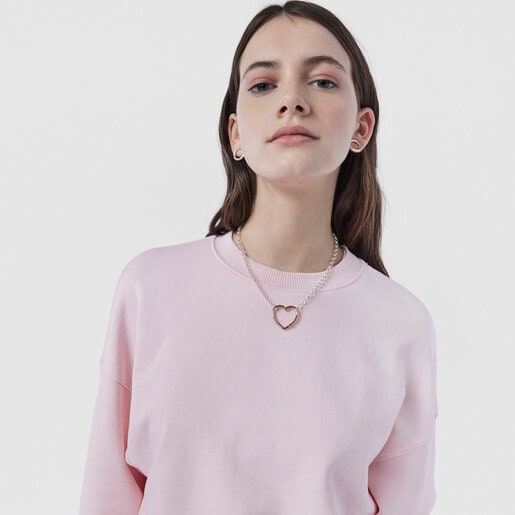 Среднее кольцо с сердечком Hold из розового вермеля