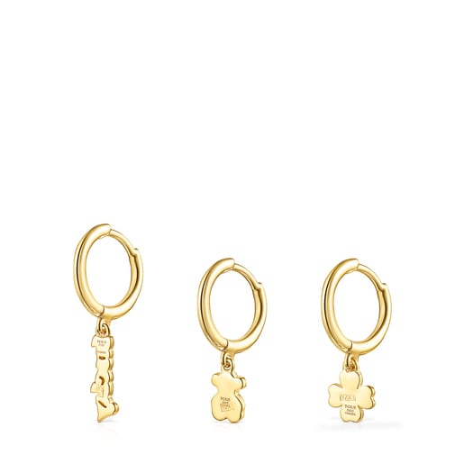 Silver Vermeil TOUS Good Vibes Hooped earring Set