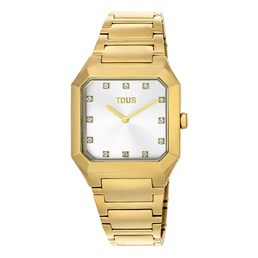 Analogue watch with gold-colored IPG steel wristband Karat Squared | TOUS