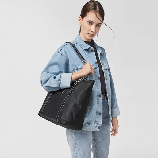 Large black Empire Soft Chain Tote bag