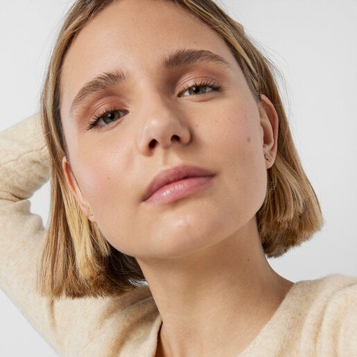 Gold TOUS Good Vibes clover Earrings with Diamonds