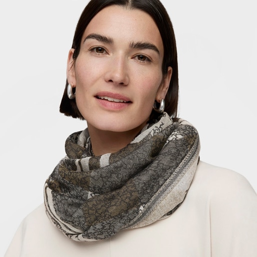 Brown jacquard Kaos Mini Stamp Scarf