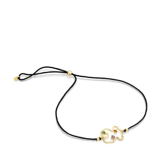 Pulsera de nylon, oso de oro y gemas Tsuri