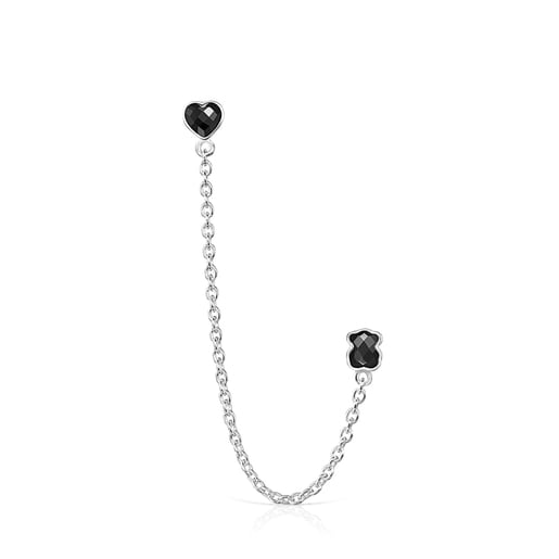 Silver with Onyx Mini Onix - Color Double Earring | TOUS