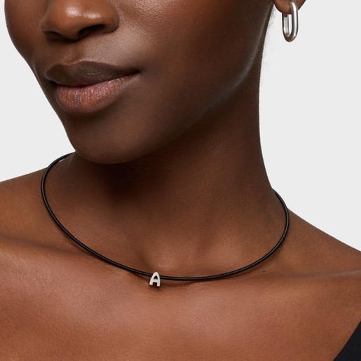 7 mm silver letter A Charm TOUS Mesh Tube