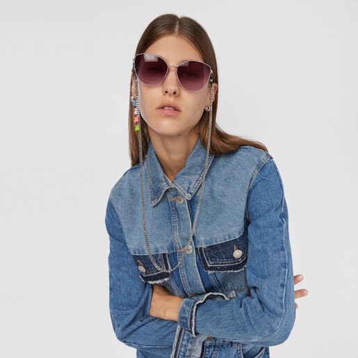 Silver-colored Bears Chain Mask and glasses chain