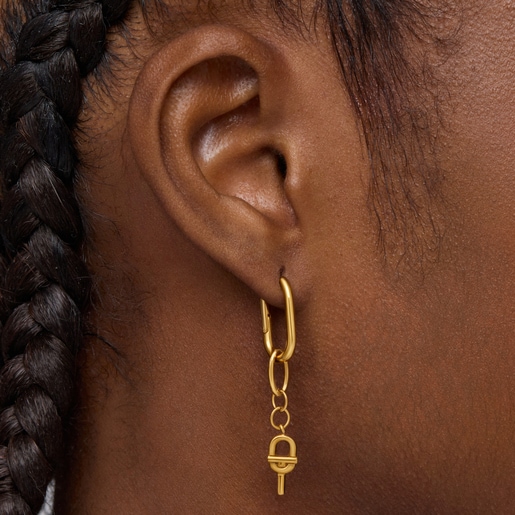 Long hoop earrings with 18kt gold plating over silver TOUS MANIFESTO