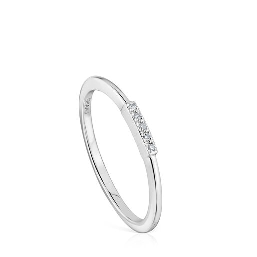 Small white-gold strip Ring with diamonds TOUS Grain