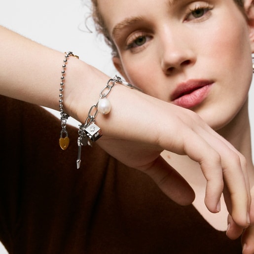 Two-tone steel Chain bracelet with heart charm TOUS Charming