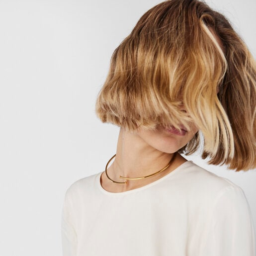 Cadena rígida Fragile Nature con baño de oro 18 kt sobre plata