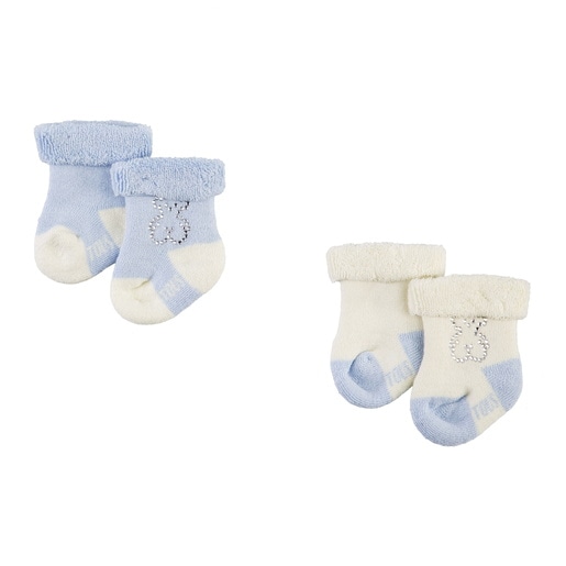 Sweet Socks Strass bear socks set in sky blue