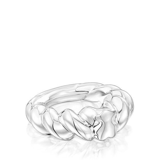 Anillo trenzado de plata motivo oso Twisted