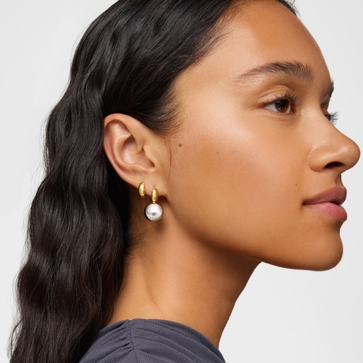 Boucles d’oreilles anneaux bicolores motif bille Warm