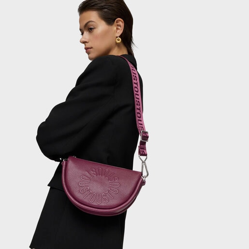 Středně velká kožená Crossbody kabelka TOUS Miranda vínové barvy