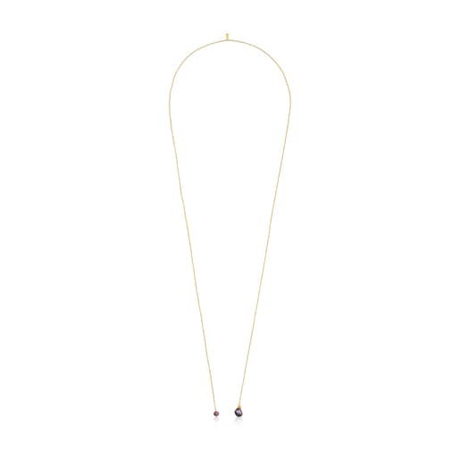 Silver vermeil Teddy Bear Gems open Necklace with pearl and ruby | TOUS