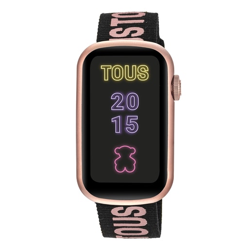 Relógio smartwatch com correia em nylon e correia em silicone na cor pau-rosa T-Band