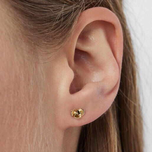 Pendientes Fragile Nature flor de oro y diamantes