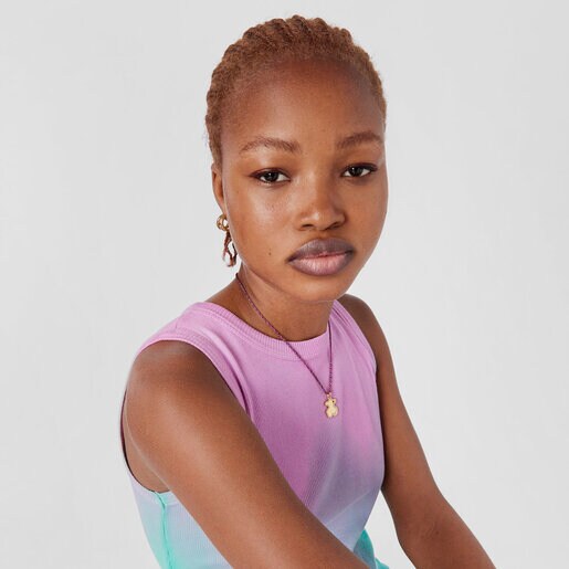 תליון מדליון עשוי ורמיל כסף עם צללית דובון Efecttous