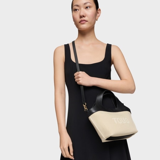 Small black and beige Tote bag TOUS Lirio Canvas