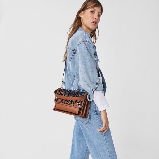 Средняя прозрачная и коричневая сумка-кроссбоди Audree