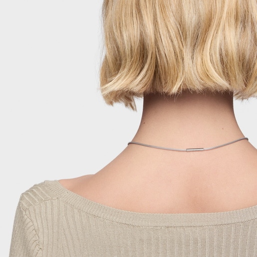 Collar de acero, oro 14 kt  y diamantes creados en laboratorio TOUS Mesh LGD