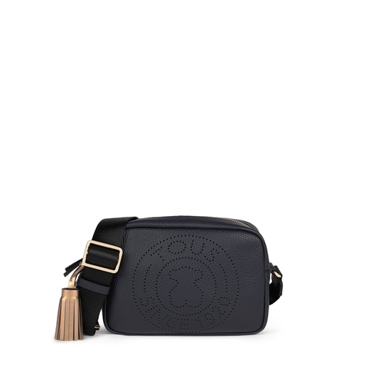 Small navy blue Leather Leissa Crossbody bag