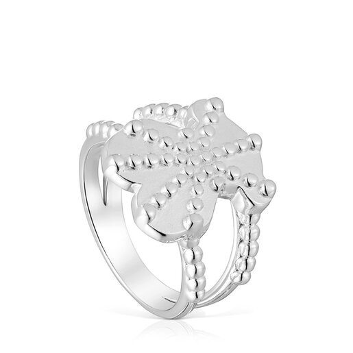 Anillo grande de plata con motivo oso TOUS Grain