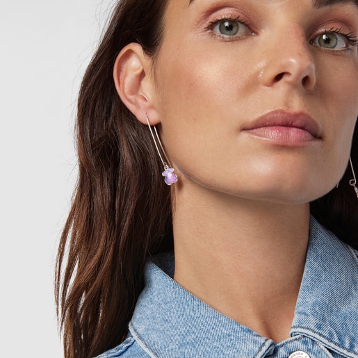 Длинные серебряные серьги Icon Color с аметистом