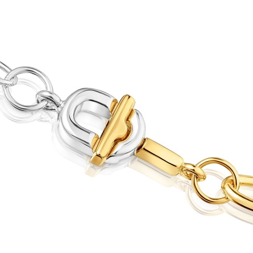 قلادة TOUS MANIFESTO صغيرة بسلسلة بدرجتَي لون