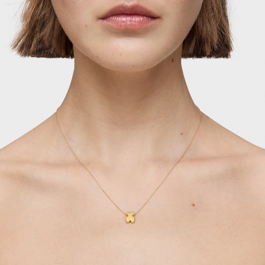 שרשרת Sweet Dolls קצרה מזהב עם מוטיב דובון בגודל 10 מ"מ