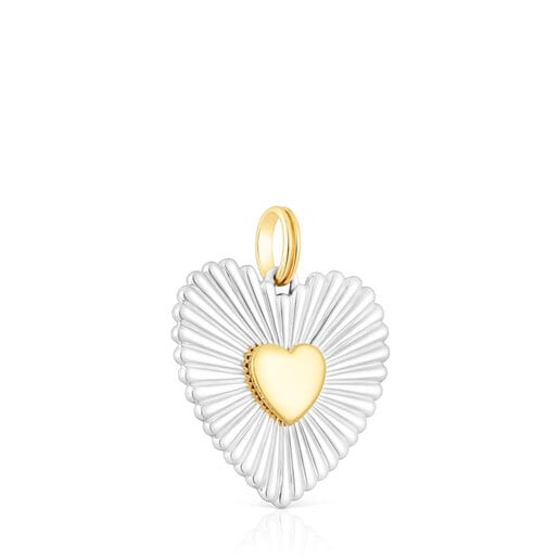 Silver and silver vermeil heart Pendant Iris Motif