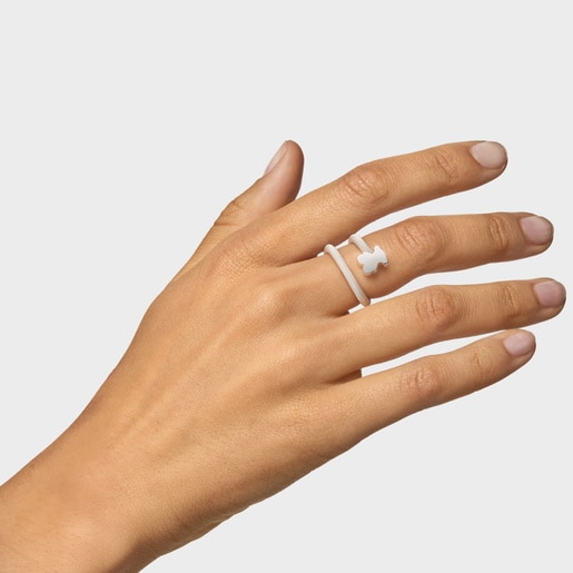 Bague spirale en argent et motifs Icon Mesh